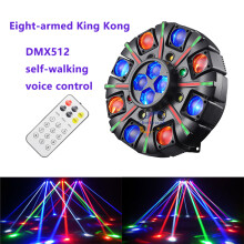 Beam Stage Licht, 150W, 8-armig, 4-in-1 RGBW LED met DMX512 en afstandsbediening voor DJ en disco