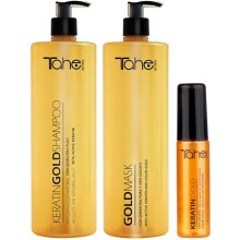 Tahe Pack Botanic Gold XXL, conjunto de champô 1000 ml, máscara 1000 ml e sérum Keratin Gold 30 ml