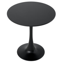 Eettafel, rond, 70x70x74 cm, tulpvormig ontwerp, MDF en ijzer, zwart