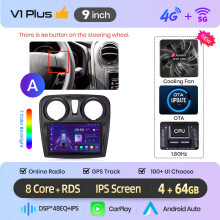 Junsun autoradio, V1 Plus (4G 64G) 9" A, draadloos Apple CarPlay en Android Auto, GPS navigatie