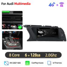 Junsun autoradio, 4G 6-128GB zwart met draaiknop, draadloze CarPlay en Android Auto voor Audi A5