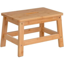 Taburete de degrau em bambu natural, com pega, suporta 150 kg, para casa de banho ou cozinha, 38,5x26x25 cm