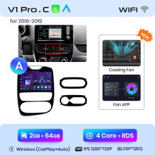 Junsun V1 Pro C, autoradio met 2 GB RAM en 64 GB geheugen, draadloze CarPlay en Android Auto voor Renault Clio 4 en ZOE