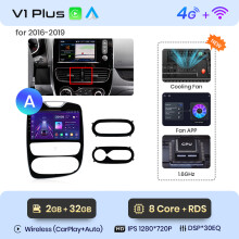 Junsun V1 Plus autoradio, 2GB RAM + 32GB geheugen, draadloos CarPlay en Android Auto voor Renault Clio 4 en ZOE