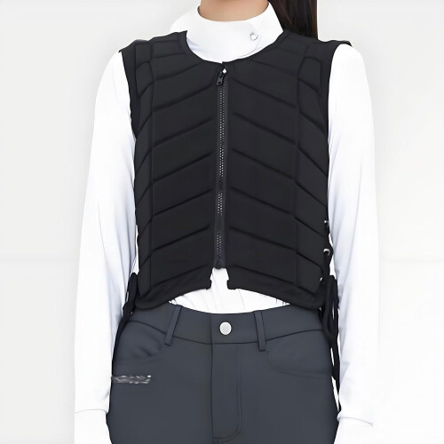 Chaleco de Equitação de Proteção, Ajustável, Tecido Resistente e Espuma, Preto