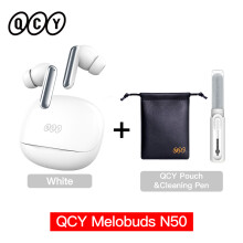QCY Melobuds N50, draadloze oortele, Bluetooth 5.4, adaptieve ANC, wit met PouchPen