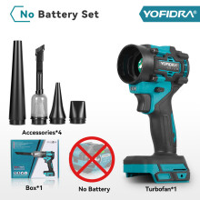 YOFIDRA 2-in-1 Turbo blaas- en zuigfan, 1000Pa, 1200W, voor Makita 18V accu