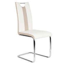 Set van 2 eetkamerstoelen, beige en wit, minimalistisch design, voor keuken en restaurant