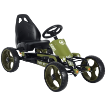 HOMCOM go-kart voor kinderen, met pedalen, verstelbare zitting, staal, groen en zwart, 105x54x61 cm