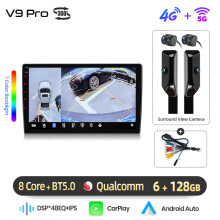 Junsun autoradio, V9 Pro 360 zwart, 6GB-128GB, draadloze CarPlay en Android Auto voor Peugeot 108 Citroen C1 Toyota Aygo