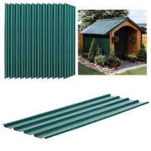 Outsunny set van 12 panelen, gegalvaniseerd staal, groen, 129x45 cm, buitenbekleding voor schuren en kassen