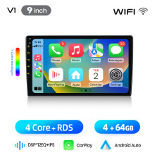 Junsun Android 15 autoradio, 9 inch, 4GB+64GB, draadloos Apple CarPlay en Android Auto voor Peugeot 407