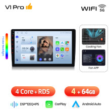 Junsun autoradio, draadloze CarPlay en Android Auto, V1 Pro (4GB-64GB), voor Peugeot 108 Citroen C1 Toyota Aygo