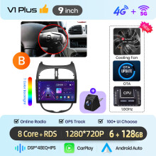 Junsun autoradio voor Peugeot 206, 9 inch IPS scherm, draadloos Apple CarPlay en Android Auto, V1plus 6GB+128GB