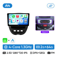 Ainavi Android autoradio, 2G 64G Style B, draadloze CarPlay en Android Auto, 2 DIN voor Peugeot 107 Toyota Aygo Citroen C1