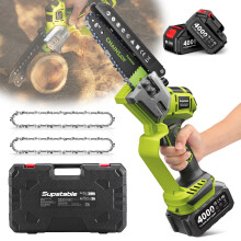 Supstable minikettingzaag 6 inch, borstelloos, met automatisch smeersysteem en set van 2 accu's voor tuinonderhoud