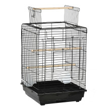 PawHut vogelkooi, 40x40x59 cm, zwart, staal, met voerbakken en uitneembare lade