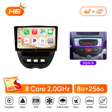 Ainavi Android autoradio, 2 DIN, H6 8G 256G, draadloze CarPlay en Android Auto, voor Peugeot 107 Toyota Aygo Citroen C1