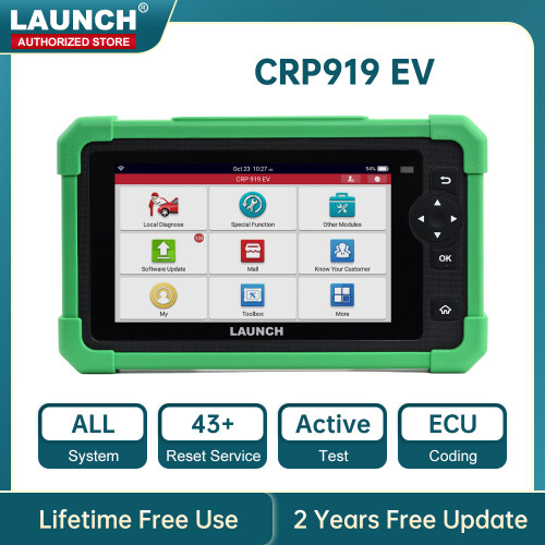 LAUNCH CRP919 EV, bidirectionele OBD scanner, CAN FD en DOIP protocollen, voor alle systemen en ECU-codering