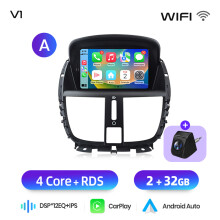 Junsun Android autoradio, 7 inch IPS touchscreen, 2GB+32GB, draadloos Apple CarPlay en Android Auto voor Peugeot 207