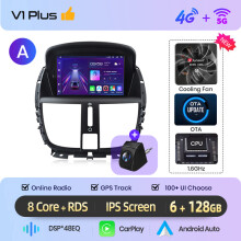 Junsun Android autoradio, 7 inch IPS touchscreen, 6GB RAM + 128GB opslag, draadloos Apple CarPlay en Android Auto voor Peugeot 207