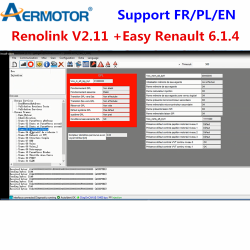 Renolink V2.11 Software, Airbag Reset und Schlüsselcodierung für Renault Autos