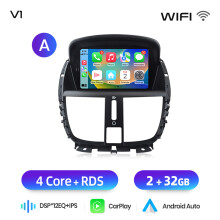 Junsun Android autoradio, 7 inch IPS touchscreen, 2GB+32GB, draadloos Apple CarPlay en Android Auto voor Peugeot 207
