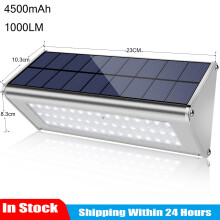 Luz solar exterior con 48 LED, blanco, sensor de movimiento por radar, impermeable, para jardín y patio