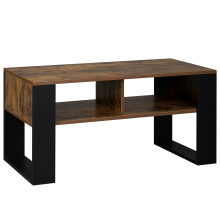 WOLTU salontafel, 90x45x45 cm, 2 open opbergvakken, roestvrij bruin, vintage industriële stijl