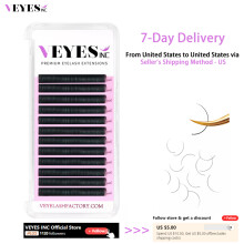 VEYELASH extensiones de pestañas individuales, D, 0,05 mm, 14 mm, negro mate, para profesionales