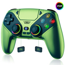 Draadloze gamecontroller voor PS5 en PC, groen, RGB licht, met Hall Effect joysticks en turbofunctie