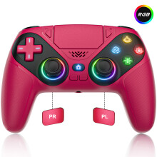 Draadloze gamecontroller voor PS5 en PC, Hall Effect joysticks, RGB licht, rood