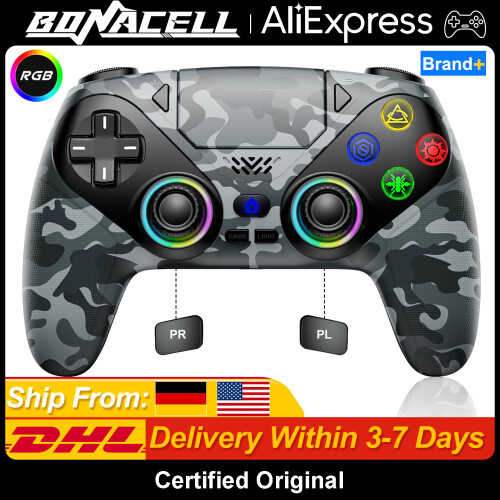 Draadloze gamecontroller voor PS5 en PC, Hall Effect joysticks, RGB licht, rood 1
