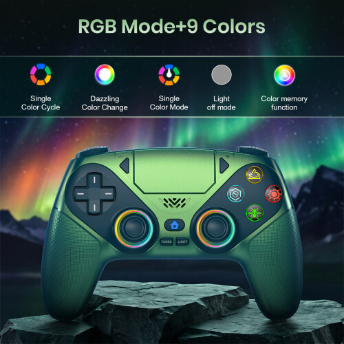 Draadloze gamecontroller voor PS5 en PC, Hall Effect joysticks, RGB licht, rood 2