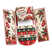 (B) Handmade Card Booklet Pull Interactive Holiday Card Xmas Gift Card Holder For Family Friends