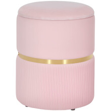 Velvet-Feel Storage Ottoman - Pink