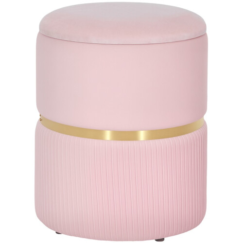 Velvet-Feel Storage Ottoman - Pink