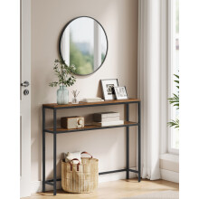 VASAGLE console tafel, 20x80x80 cm, met 2 rekken, zwart en bruin, voor kleine ruimtes