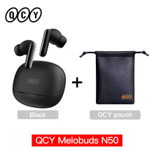 QCY Melobuds N50 draadloze oordopjes, zwart, ANC met 6 microfoons en dubbele verbinding