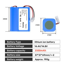 Aleaivy vervangingsbatterij, 3500mAh Li-ion 14,8V, voor Xiaomi Mijia Mi Robot Vacuum-Mop Essential G1 MJSTG1
