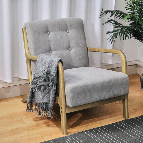 Solid Wooden Frame Upholstered Tufted Armchair 1