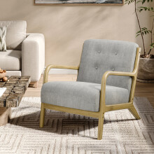 Solid Wooden Frame Upholstered Tufted Armchair