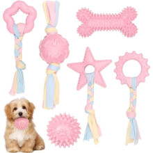 Dog toy rope with ball, 6 pieces puppy toys for dogs, dental care, chewing dog toy set for small/medium dogs, bones for dogs toys, indestructible