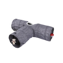 Cat Tunnel Three-way Anti-scratch Collapsible Recreational Kitten Tunnel Toy Cat Supplies-Grey, Pet Supplies, Gift for Cat Lovers, Pet Supplies