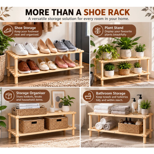 2 Tier Bamboo Shoe Rack  Bathroom Storage 2