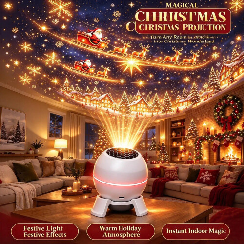 Magical Christmas Projection Night Light, Merry Glow Christmas Projector 1