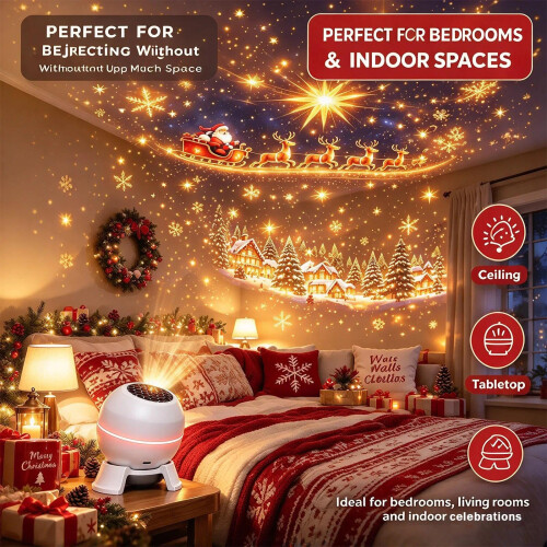 Magical Christmas Projection Night Light, Merry Glow Christmas Projector 2