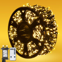 Twinkle Star Cluster Lights, 10m 500 LED Christmas Lights Indoor with Remote/8 Modes/Timer/Dimmable, Warm White Cluster Fairy Lights, Waterproof Outdo