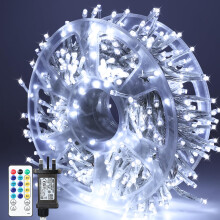 Twinkle Star 10m 500 LED Cool White Cluster Fairy Lights with Remote Timer
