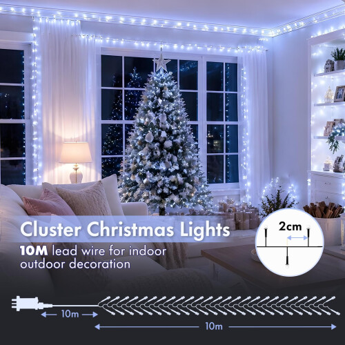 Twinkle Star Twinkle Star 10m 500 LED Cool White Cluster Fairy Lights with Remote Timer 1